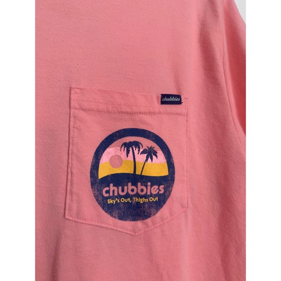 Chubbies Mens Pink Sky's Out Thighs Out Graphic Pocket T-Shirt Medium RN143198 - Picture 3 of 6